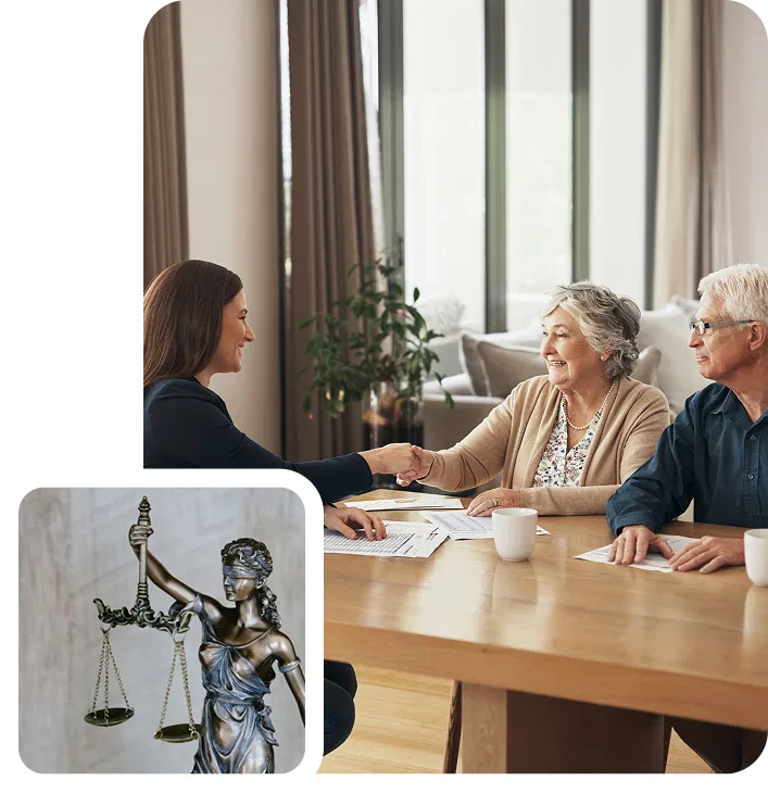 Client and lawyer shaking hands